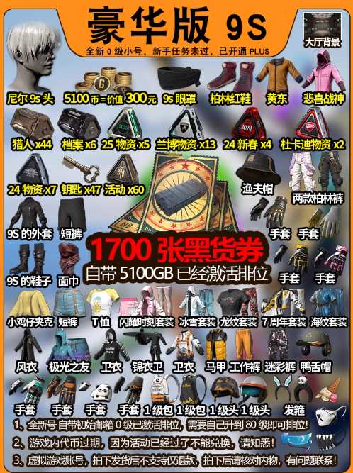 绝地求生（PUBG）悲喜套1800黑货劵皮肤武器