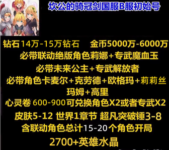 坎公骑冠剑（坎特伯雷）B服16W钻公主专武莉娜专武
