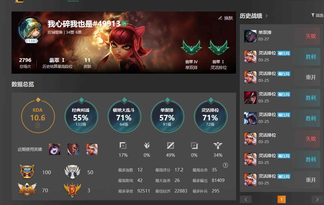英雄联盟（LOL）【翡翠】联盟3区英雄120皮肤11翡翠