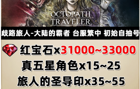 歧路旅人 大陆的霸者（外服）台服3万钻尼尔联动各角色
