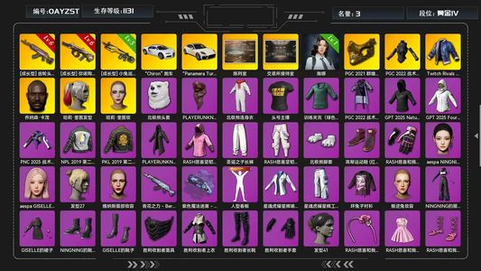 绝地求生（PUBG）火麒麟 牛头aug布加迪 帕美