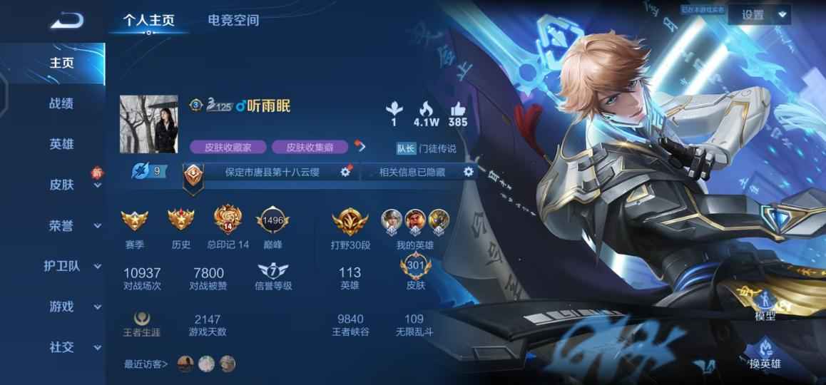 王者荣耀【0英雄301皮肤】8V301皮1水晶0星元0内测