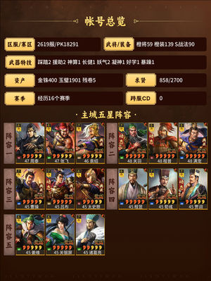 三国志战略版底子号，核心多多，队伍强度高