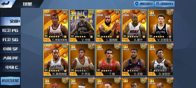 最强NBA硬汉卡特，滑翔机，莫宁，70张