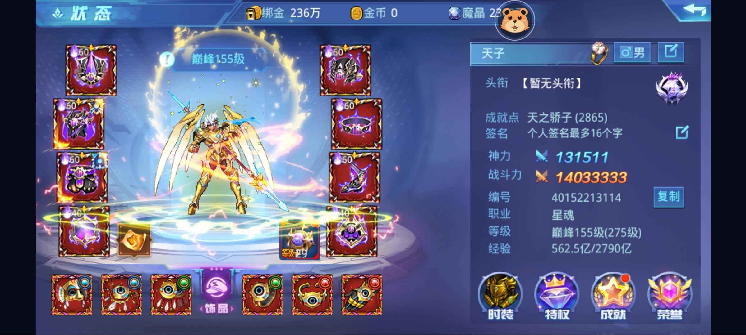 时空猎人【斩魂.275级】1400万21个6伤魔核V44