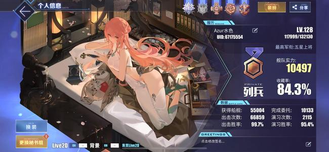 碧蓝航线【128级,84.3收藏率】203皮47L2D49婚皮肤号