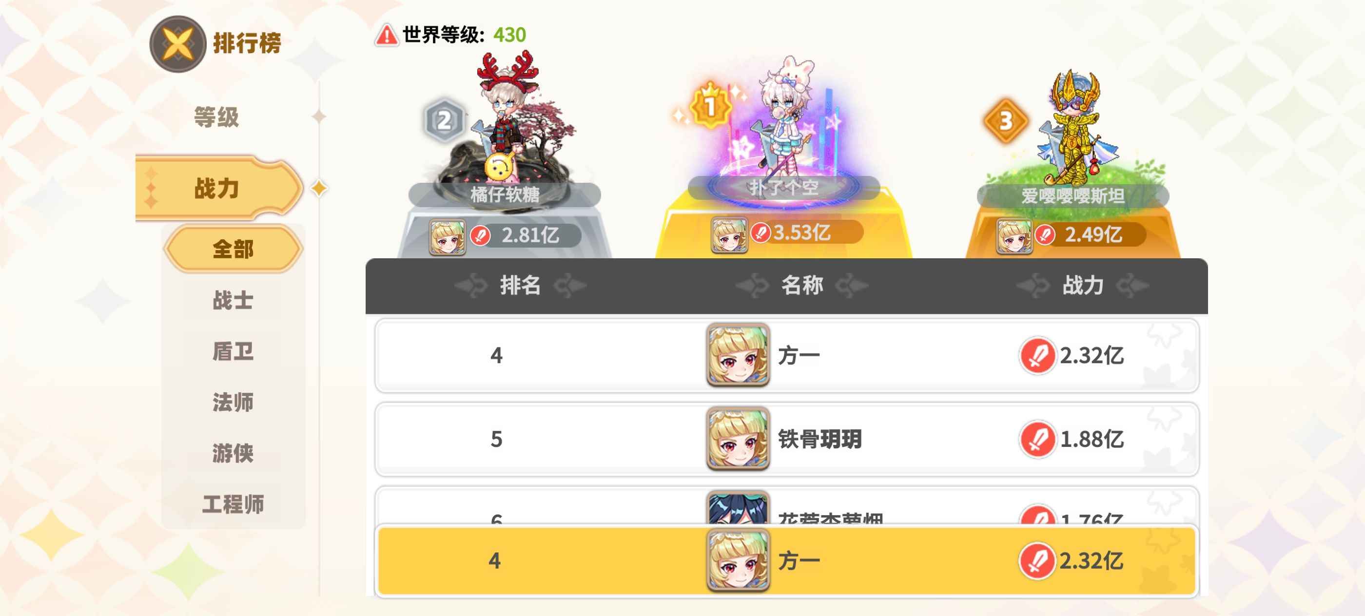 彩虹橙【422级】2.33战力养老号