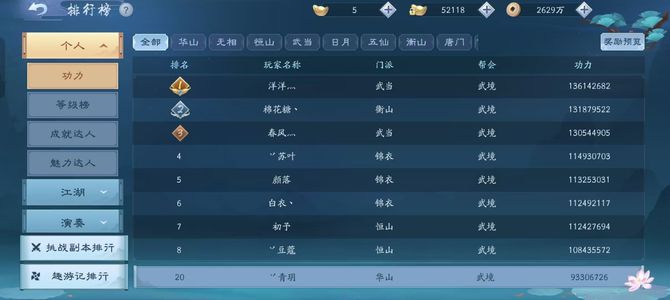 新笑傲江湖【208级】大区总排行前二十新宠物