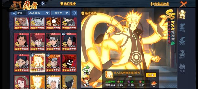 火影忍者：忍者新世代【100级140,0000战力】半新区v14金鸣在榜可二次