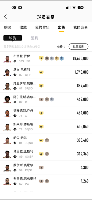 NBA2K OL2（端游）罗伊150w纯合经理阵容