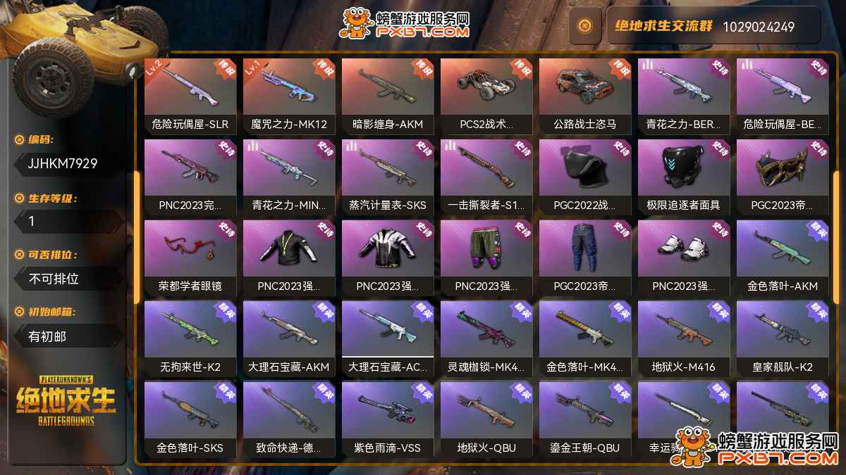 绝地求生（PUBG）2级大炮绷带ak脏辫绿藻头等