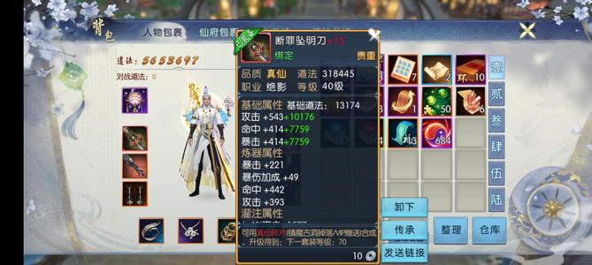 诛仙【74级绝影】灵童真武15防13饰品两件14