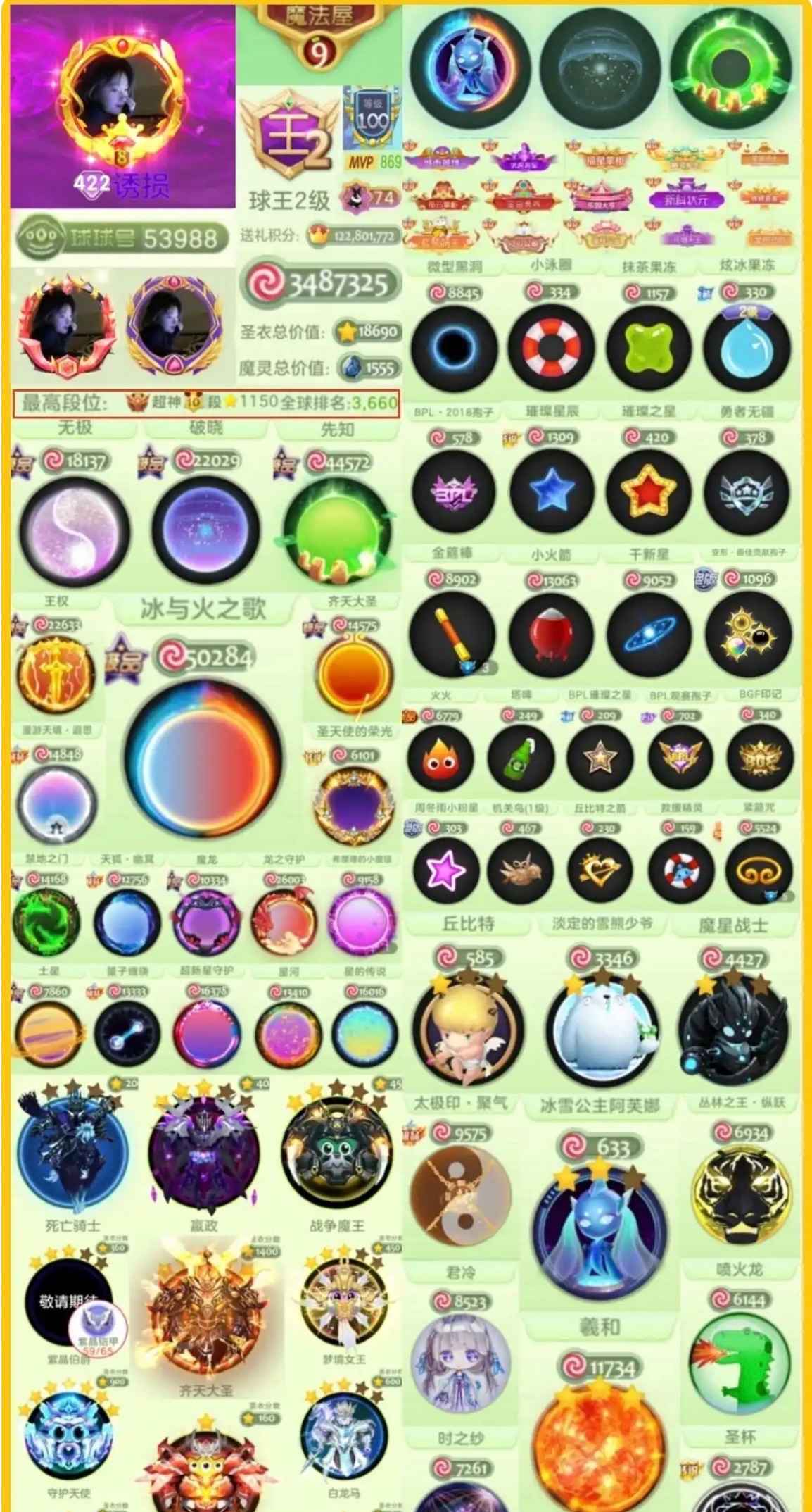 球球大作战【苹果版】[ 等级]422秀王2泳圈2级阿芙娜魔星