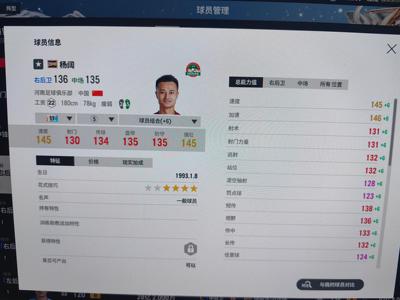 FC Online 足球在线4【25中超 杨阔 强化11 能力126】25中超杨阔11卡