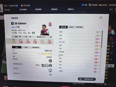 FC Online 足球在线4【DC 克雷斯维尔 强化12 能力141】英格兰低工资12卡边后卫