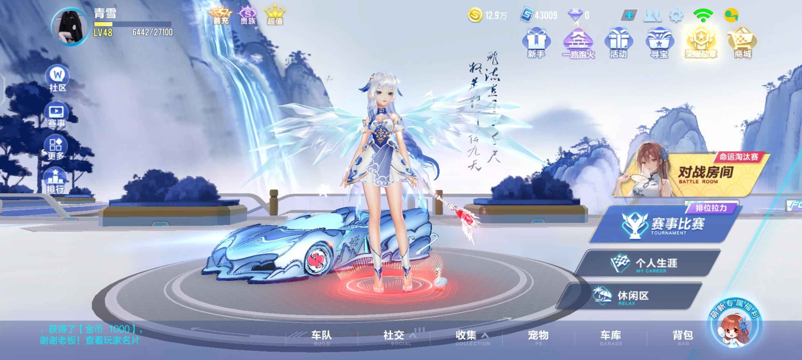 QQ飞车手游【48级】永久5A，4.3万券，稀有皮肤