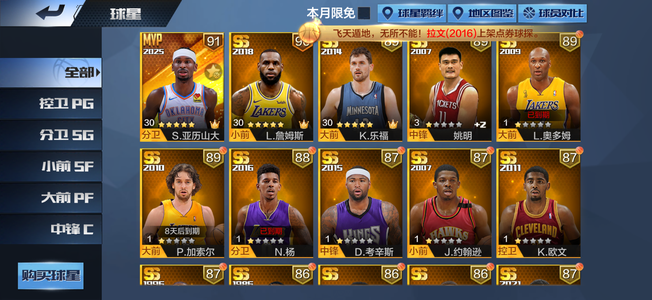 最强NBA【50级】天选鸭梨全套