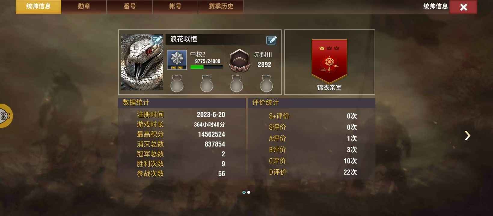 二战风云2【9,9999级】青铜三海神加10证双神号有6分