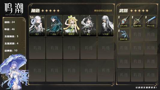 鸣潮【46级】46级/10黄/女主/5个五