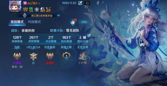 英魂之刃【56级】128英雄261皮V8多美女套