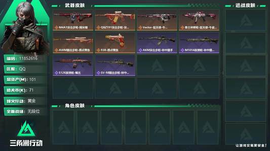 三角洲行动【总资产101M黄金】[11852616]总资产: