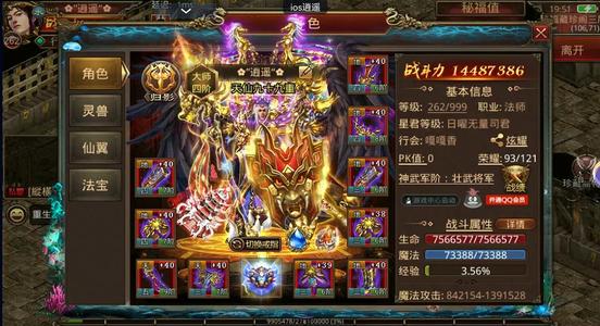 传奇世界手游【262级法师】排行榜第六，持续升级