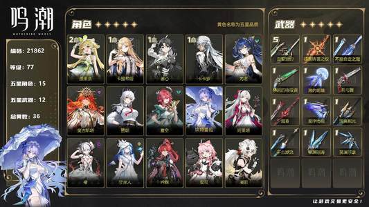 鸣潮【77级】01奥珂卡夏椿坎守