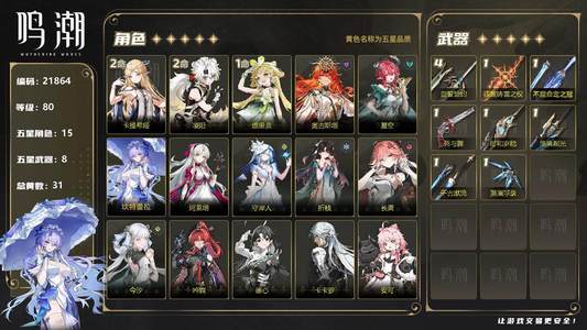 鸣潮【80级】21卡01龙珂奥全皮肤带大保