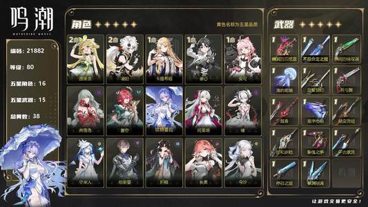 鸣潮【80级】tap可送 10女团10专武
