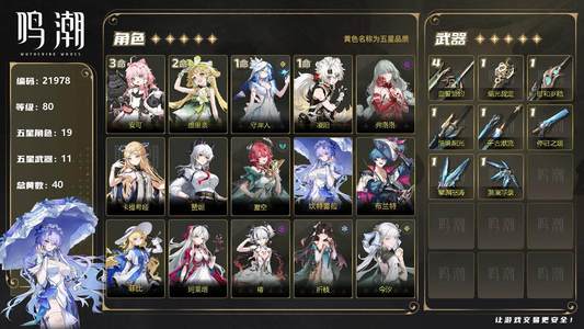 鸣潮【80级】01赞龙10守00卡珂弗椿带