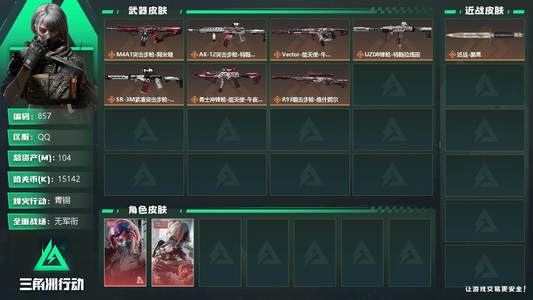 三角洲行动总资产104M 2干员外观 青铜