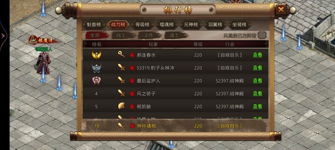 龙腾传世（贪玩传世）战战逐曰大师排十