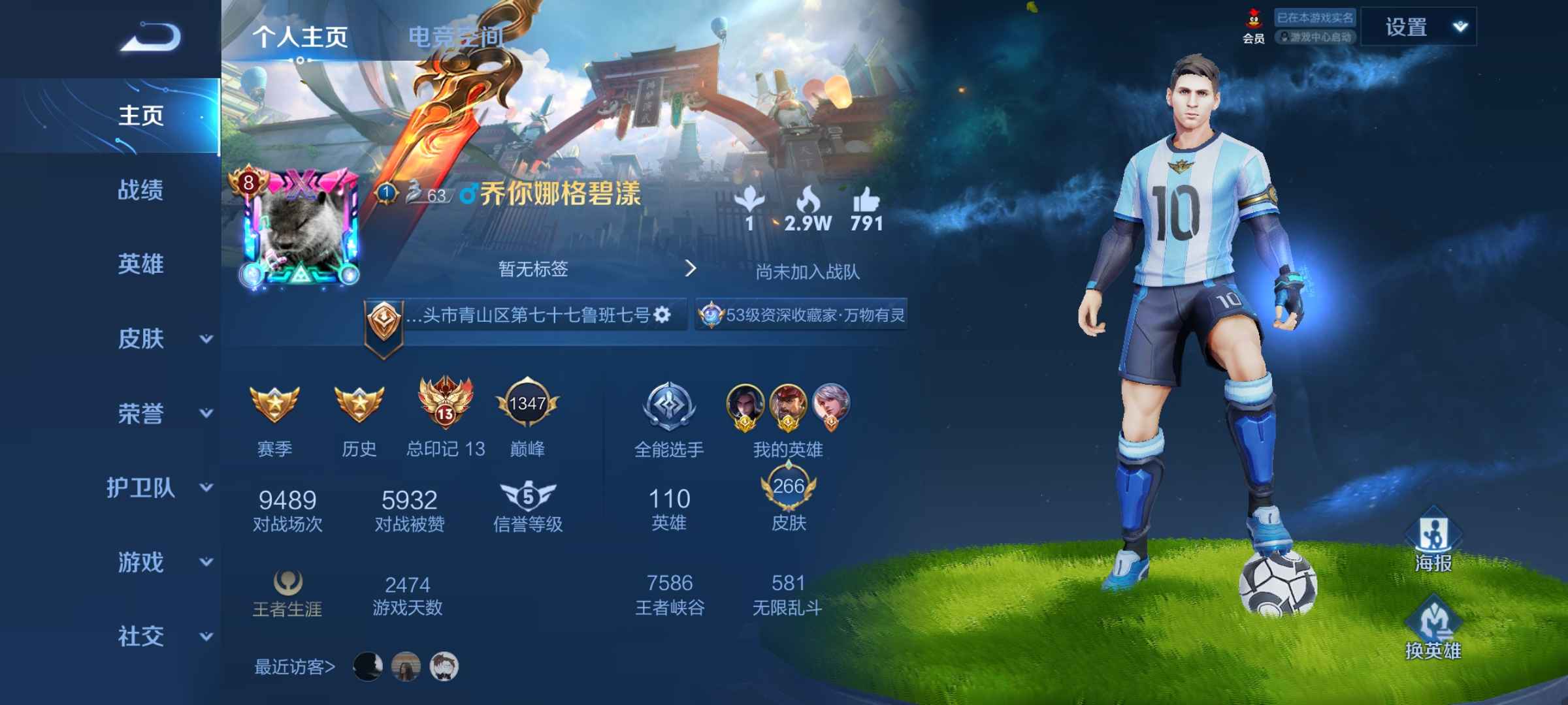 王者荣耀【110英雄266皮肤】工作家人贫穷  不允许我玩了