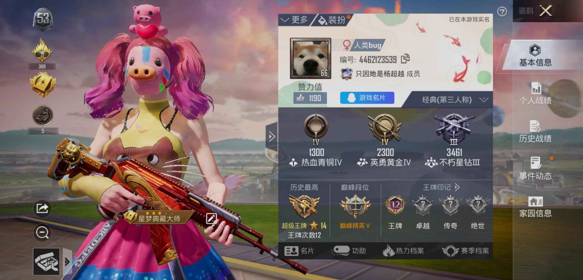 和平精英猪妹缤纷油彩送王者号可二