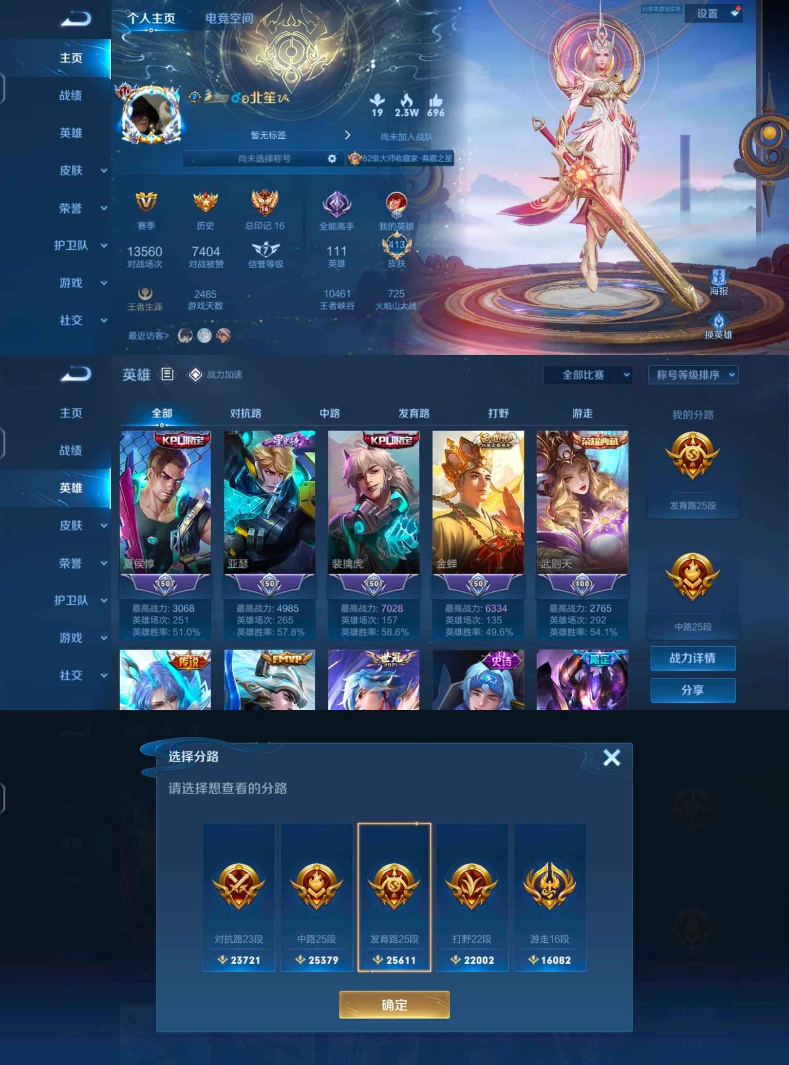 王者荣耀【111英雄413皮肤】贵⑩，9水53传说，可二次