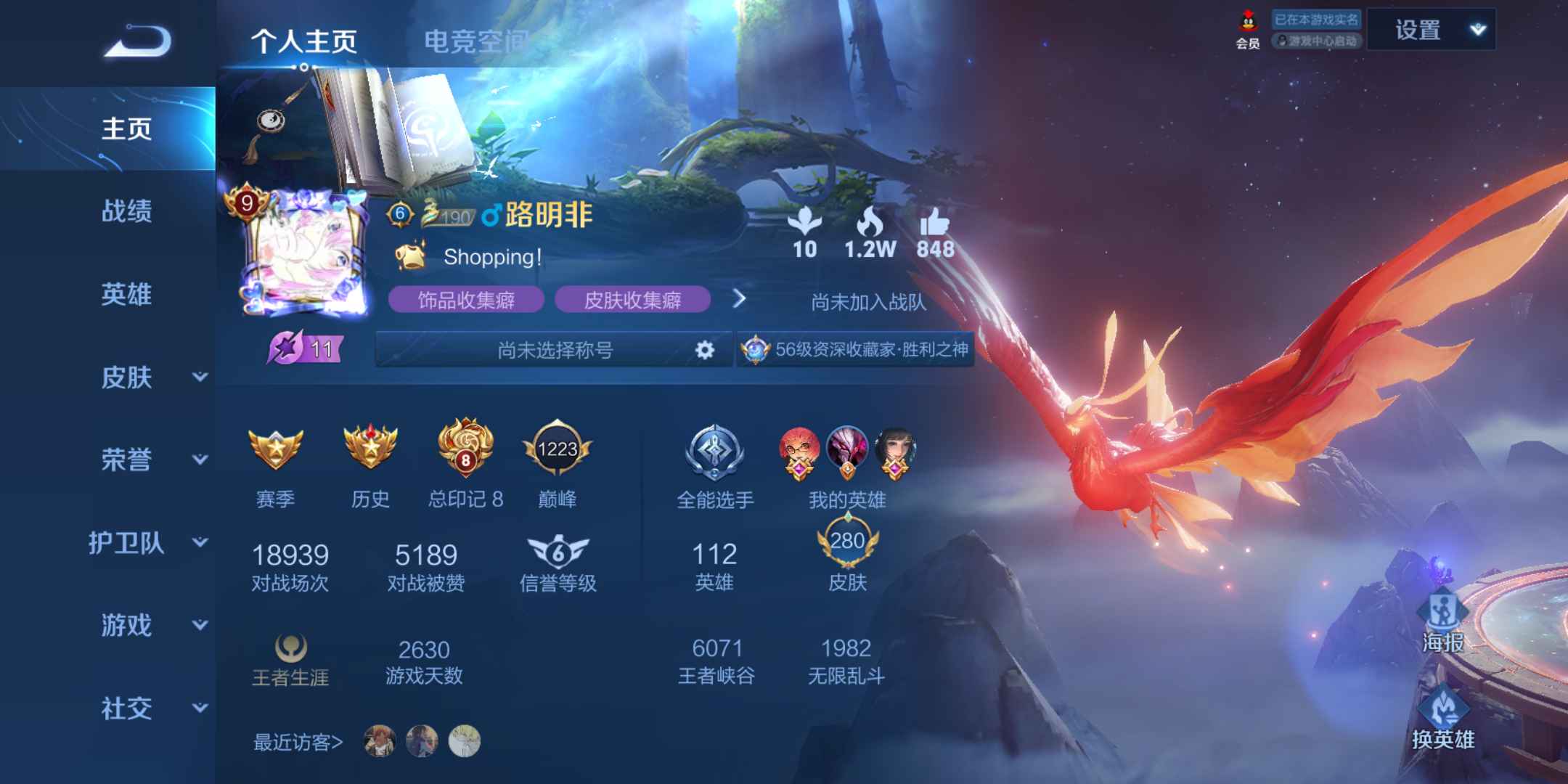 王者荣耀【112英雄280皮肤】急出贵族9账号，8赛季王者