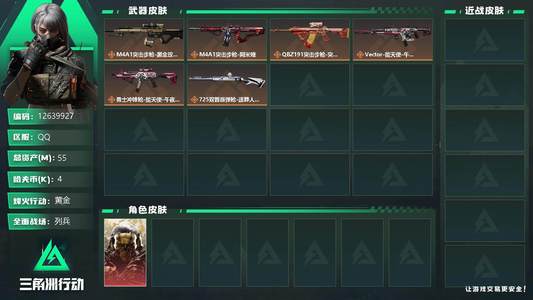 三角洲行动总资产55M 1干员外观 黄金