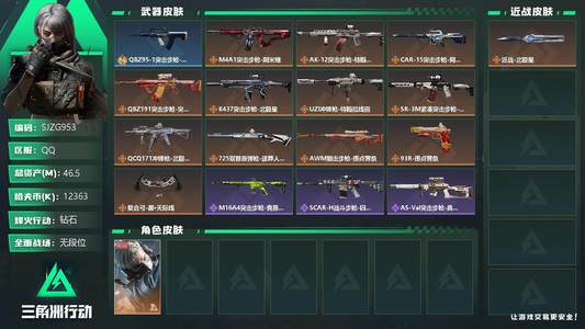 三角洲行动【总资产46M钻石】【SJZG953】总资产(M