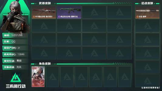 三角洲行动总资产31M 1干员外观 2传说枪械 青铜