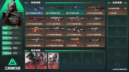 三角洲行动总资产374M 3干员外观 青铜
