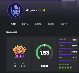 CSGO高胜率高rating S段位