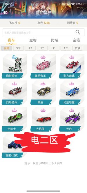 QQ飞车【100级】电信二区1T20A
