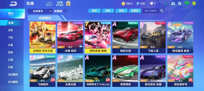 QQ飞车手游【1级】双T-齐天猴子/4皮序列/冰魄