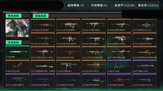 三角洲行动总资产525M 0干员外观 0传说近战 0传说枪械 无段位