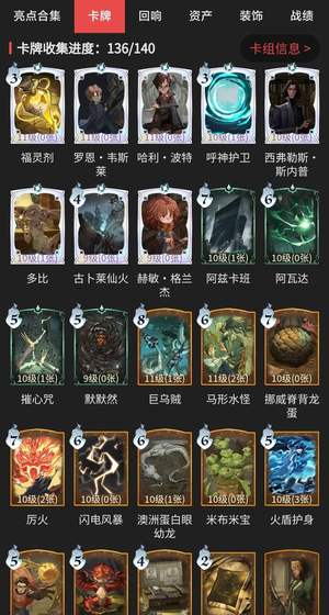 哈利波特：魔法觉醒卡牌收集136/140