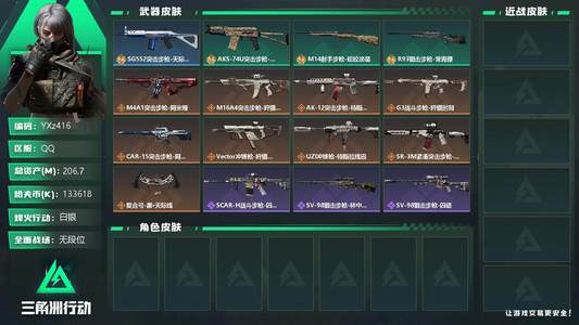 三角洲行动【总资产206M白银】【商品标题】：
【典藏外观】