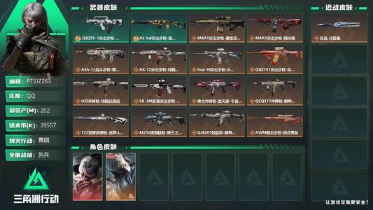 三角洲行动总资产202M 2干员外观 1传说近战 18传说枪械 青铜