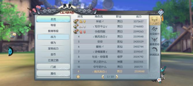 武林外传手游543区折扣号11楼，榜四