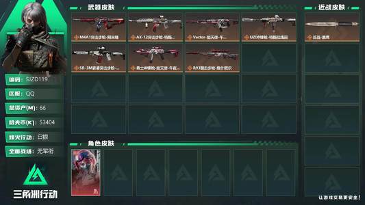 三角洲行动总资产66M 1干员外观 1传说近战 8传说枪械 白银