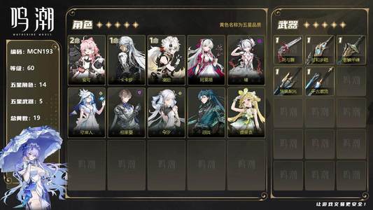 鸣潮【60级】【MCN193】60级/19